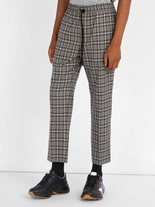 Gucci Mid Rise Check Wool Trousers - Mens - Grey