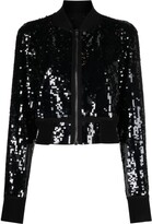 Sequinned Cropped Bomber Jacket 