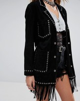 Thumbnail for your product : Sacred Hawk Premium Suede Jacket With Metal Rivets And Tassel Hem