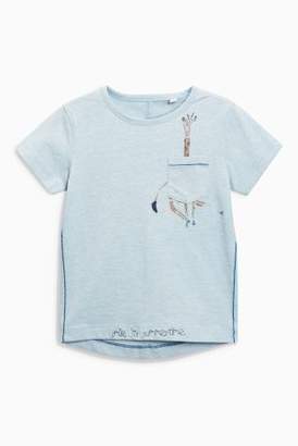 Next Boys Blue/Blush/White Stripe Giraffe T-Shirt Three Pack (3mths-6yrs)