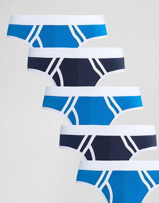 ASOS Briefs In Blue With Double Binding 5 Pack