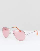 Thumbnail for your product : Reclaimed Vintage Inspired Aviator Sunglasses In Pink