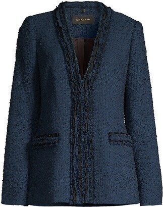 Louis Vuitton Tricolor Bouclé Tweed Blazer Deep Navy. Size 38