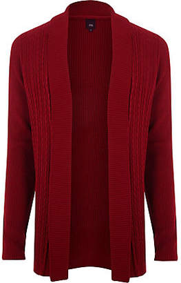 River Island Mens Red cable knit open front cardigan