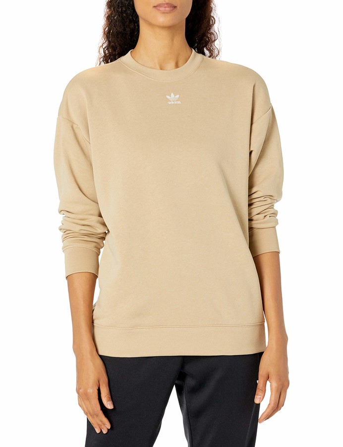 adidas womens Trefoil Essentials Sweatshirt Linen Khaki X-Small - ShopStyle