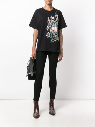 No.21 floral embroidered T-shirt