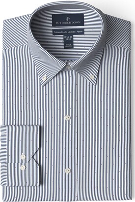 Buttoned Down Men's Tailored Fit Button-Collar Pattern Non-Iron Dress Shirt