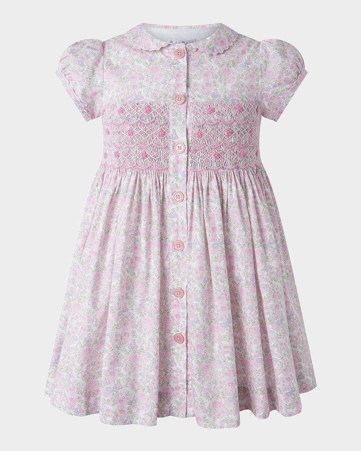 Rachel Riley Girl's Ditsy Floral-Print Smocked Dress, Size 2-10