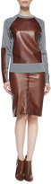 Thumbnail for your product : Reed Krakoff Long-Sleeve Leather-Block Sweatshirt