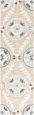 Safavieh Jardin Hand Tufted Wool Cotton Floral Rug in Ivory/Beige