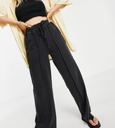 Thumbnail for your product : ASOS Petite ASOS DESIGN Petite straight leg jogger with pintuck in acid wash in charcoal