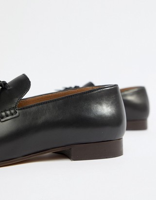 H By Hudson Bolton tassel loafers in black leather