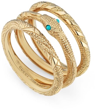 Gucci Three band Ouroboros ring in yellow gold