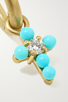 Irene Neuwirth Immaculate 18-karat Gold, Turquoise And Diamond Hoop Earrings - One size