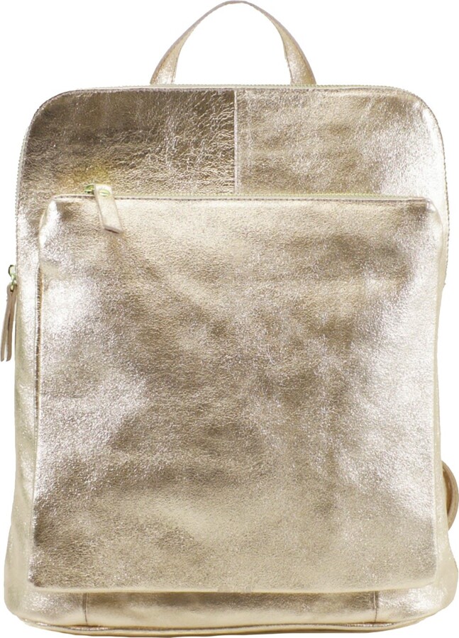 Sostter Women's Gold Soft Metallic Leather Pocket Backpack - ShopStyle