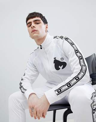 Money Stripe Tricot Track Top In White With Back Print