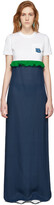 Thumbnail for your product : Prada White & Blue Chiffon Long T-Shirt Dress