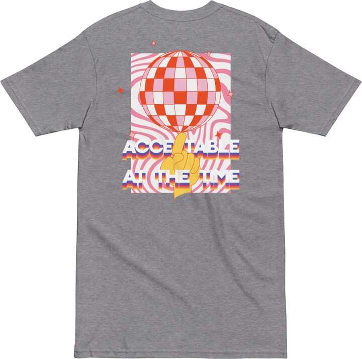 Anchor & Crew Carbon Grey Acceptable At The Time Disco! Heavy Cotton Embroidered T-Shirt - Men