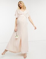 Thumbnail for your product : ASOS Maternity DESIGN Maternity Bridesmaid short sleeved cowl front maxi dress with button back detail