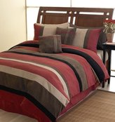 Thumbnail for your product : Jacaranda Plum Striped Micro Suede Luxury Bed in a Bag Comforter 6 piece Bedding Set - Queen Size