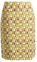 Thumbnail for your product : Prada Logo Patch Square Print Cotton Skirt - Womens - Green Multi