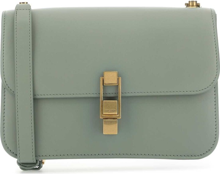 Saint Laurent Sage Green Leather Carr Shoulder Bag
