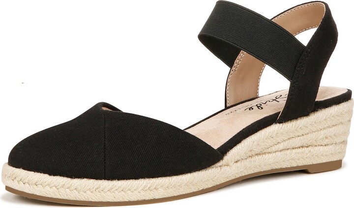LifeStride Womens Kimmie Wedge Espadrilles Black 7.5 M
