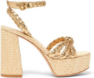 Gianvito Rossi Kea 70 Braided Raffia Platform Sandals - Womens - Gold