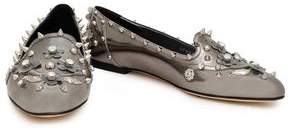 Dolce & Gabbana Embellished Metallic Leather Loafers