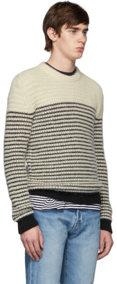 Saint Laurent Off-White and Black Stripes Crewneck Sweater