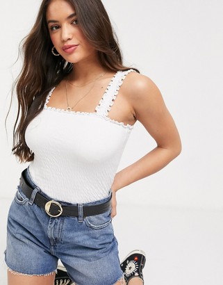 New Look shirred cami in white