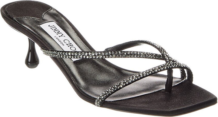 Jimmy Choo Etana Mule 50 Satin & Leather Sandal