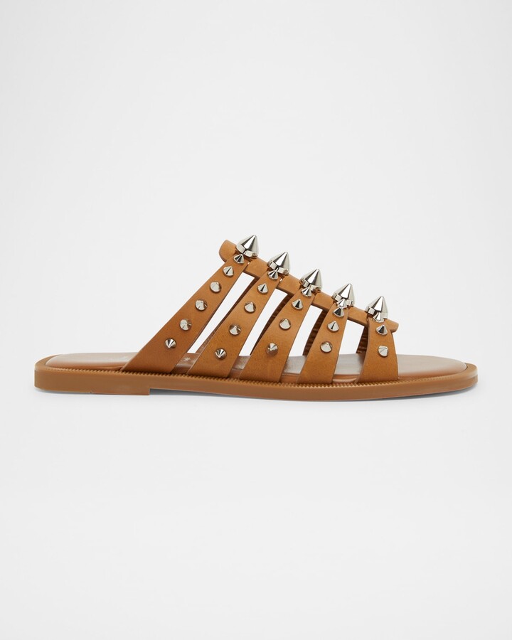 Christian Louboutin Charja Spike Leather Red Sole Slide Sandals