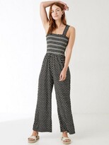 Thumbnail for your product : Fat Face Shirred Beach Spirit Geo Jumpsuit - Black