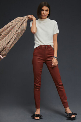 Paige Hoxton High-Rise Coated Skinny Jeans Brown