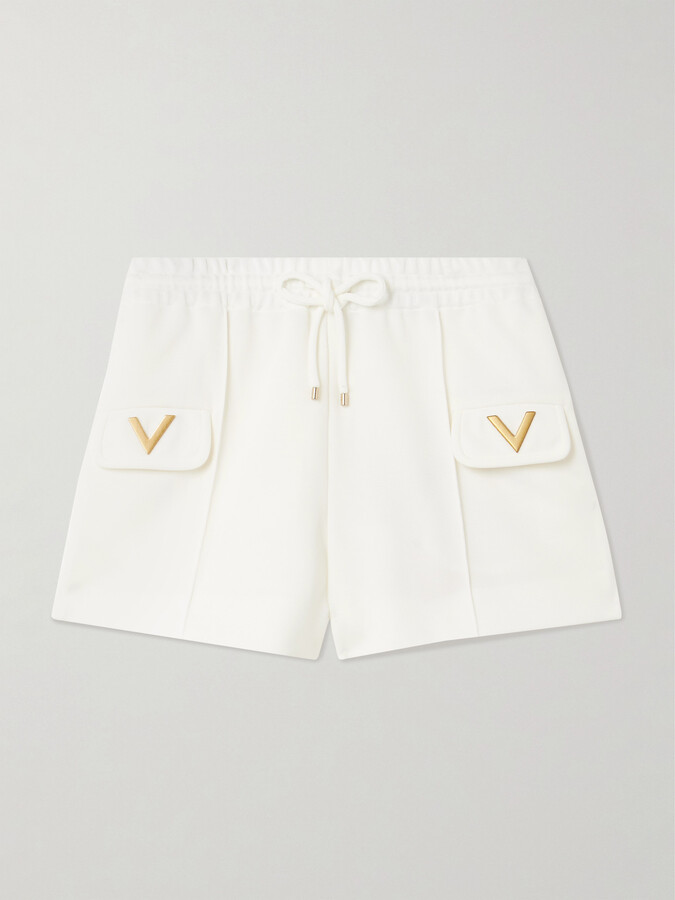 Valentino Garavani Embellished Stretch-jersey Shorts - White