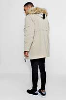 Thumbnail for your product : boohoo Faux Fur Trimmed hood Double Buckle Parka