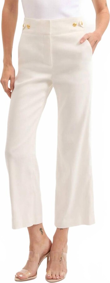 Veronica Beard Aubrie Linen Pant In Off-White