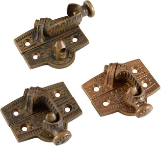 Rejuvenation Set of 3 Ornate Cast Brass Sash Locks c1875