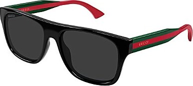 Gucci Men's New Pop Web 56mm Rectangle Sunglasses