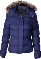 Thumbnail for your product : Brave Soul Ladies Womens Designer Fur Hooded Short Jacket Quilted Puffer Padded Coat UK 8 /US 6/ AUS 10/ EU 36/ X Small Navy Blue