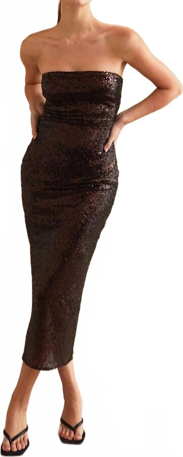 CRESCENT Everly Sequins Tube Dress In Espresso