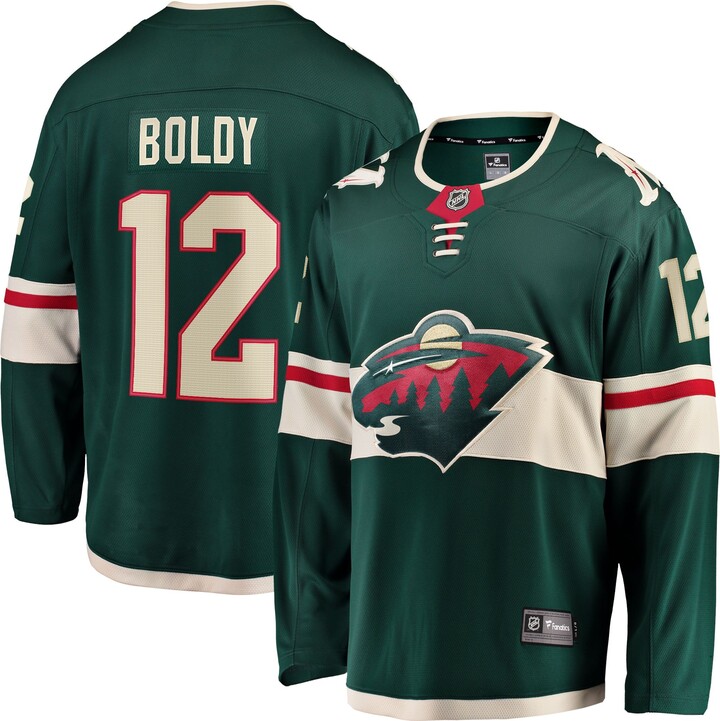 NHL Adult Minnesota Wild Matt Boldy #12 Breakaway Home Replica Jersey, Men's, Small, Green