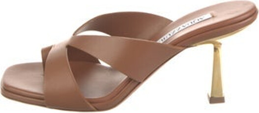 Aquazzura Leather Slides Brown Crossover Straps Unfortunately, due to restrictions, this item may not be eligible for shipping in all areas.