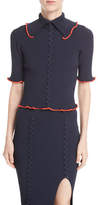 Thumbnail for your product : Opening Ceremony Collared Crisscross Short-Sleeve Rib-Knit Top