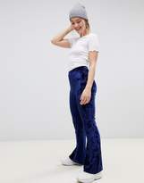 Thumbnail for your product : ASOS Design DESIGN flare pants in velvet-Navy