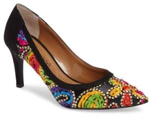 J. Renee Camall Embroidered Pointy Toe Pump