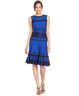 Thumbnail for your product : Tadashi Shoji sapphire blue and black lace sleeveless dress