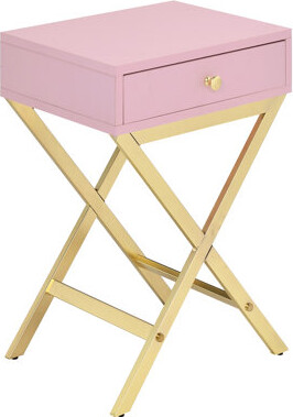 Mercer41 Contemporary Accent Table With Drawer In And Brass - Living Room Furniture Stylish Home Enhancement Piece