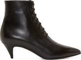 Thumbnail for your product : Saint Laurent Black Leather Lace Up Kitten Boots